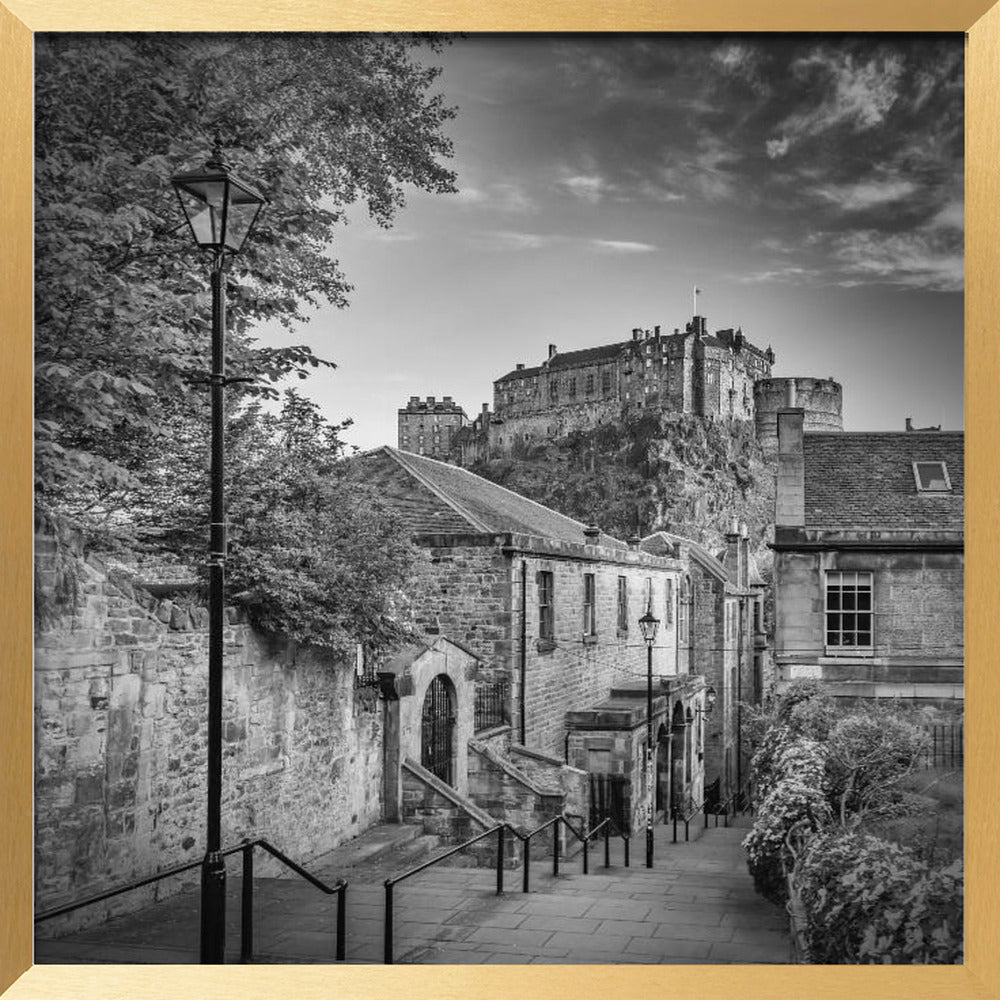 The Vennel in Edinburgh - Monochrome Poster