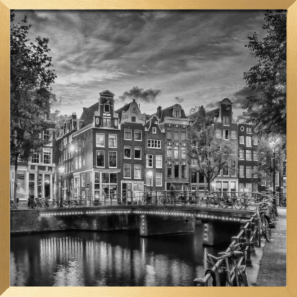 AMSTERDAM Idyllic impression from Singel - Monochrome Poster