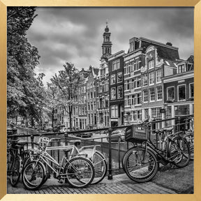 AMSTERDAM Flower Canal black &amp; white Poster