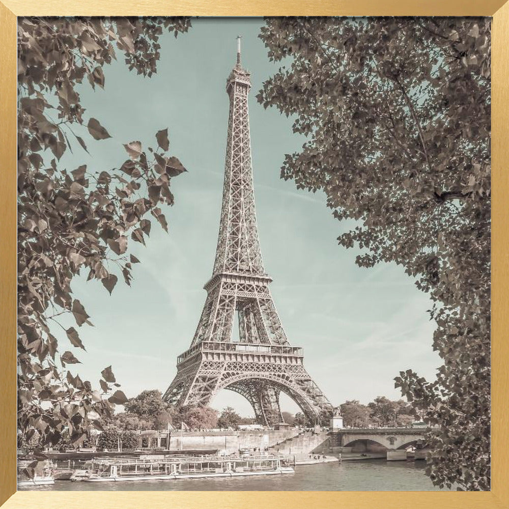 PARIS Eiffel Tower &amp; River Seine | urban vintage style Poster