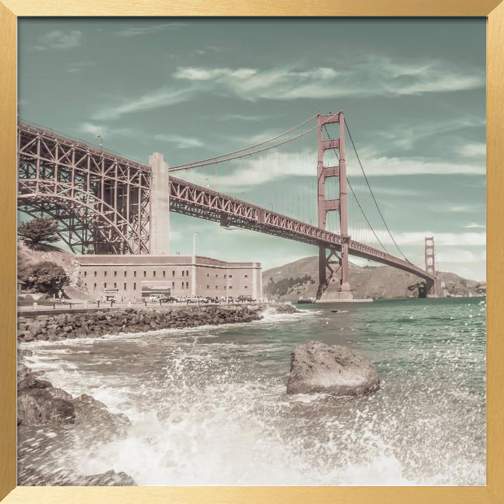 GOLDEN GATE BRIDGE Coastline Impression | urban vintage style Poster