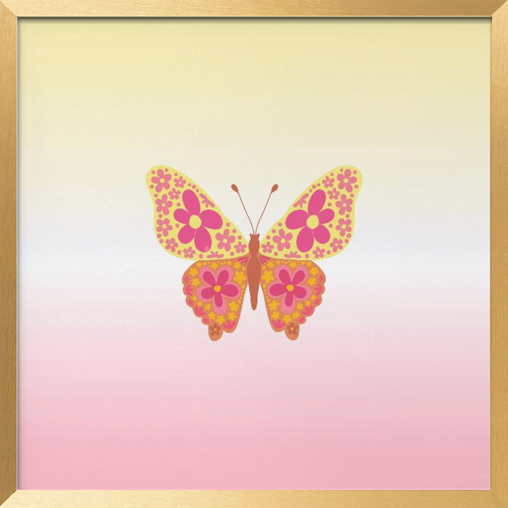 Colorful floral butterfly Poster