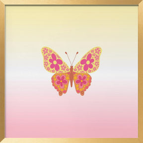 Colorful floral butterfly Poster