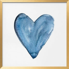 Watercolor heart blue Poster