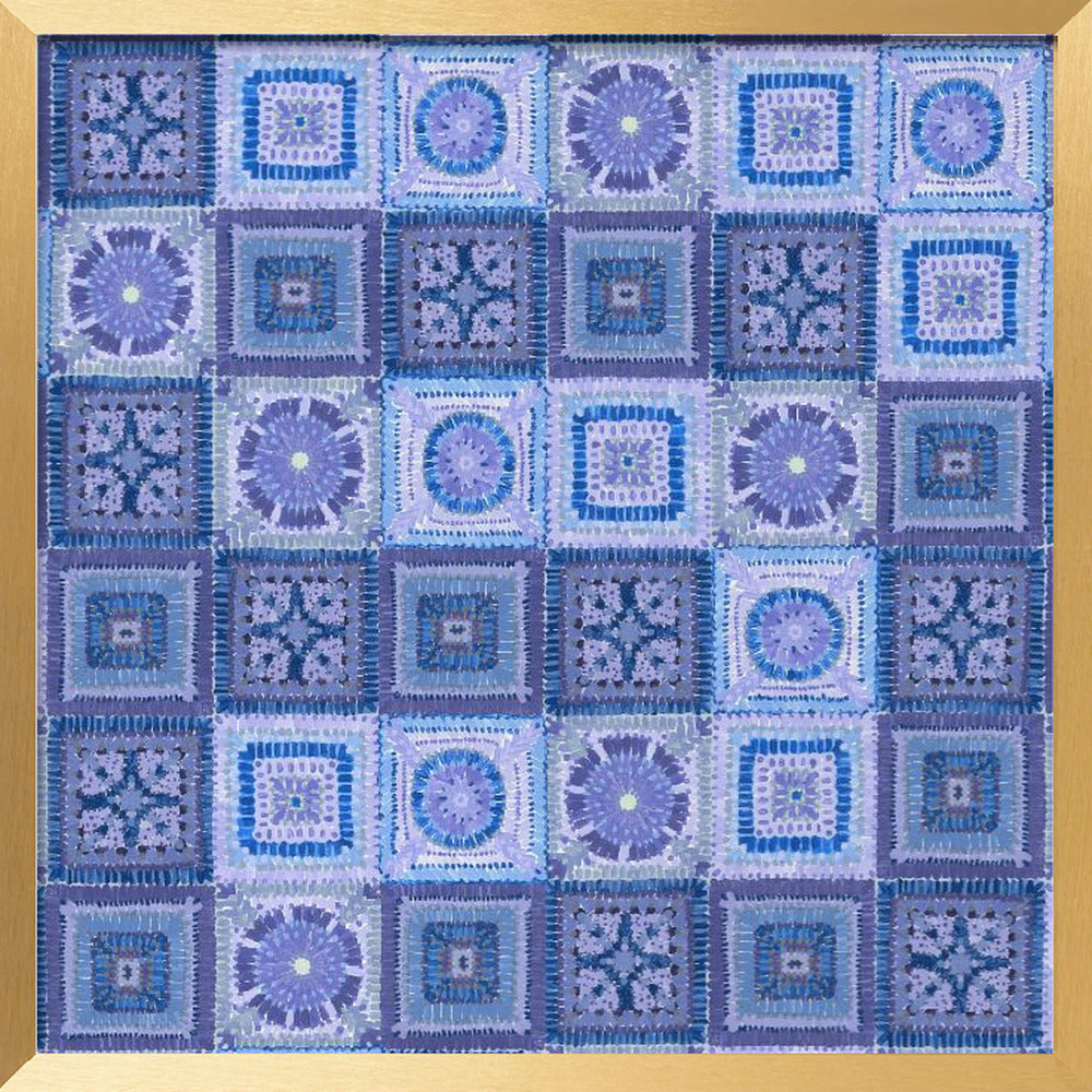 Granny squares blanket in blue Poster