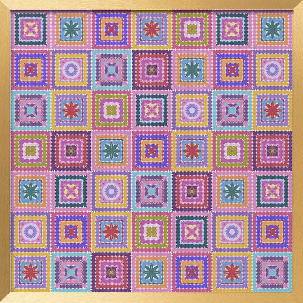 Colorful digital grandma squares I Poster