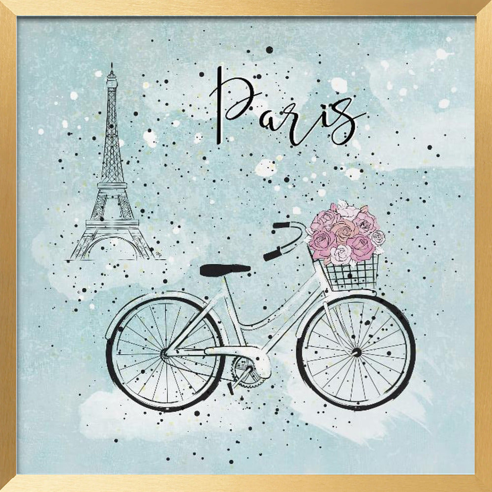 Blue Paris Bike Poster