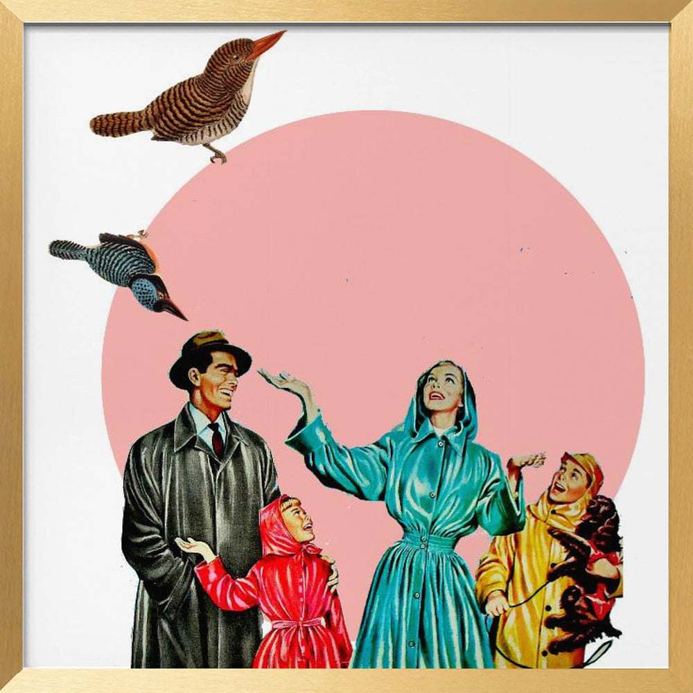 Happy Family- Surreal Collage Poster