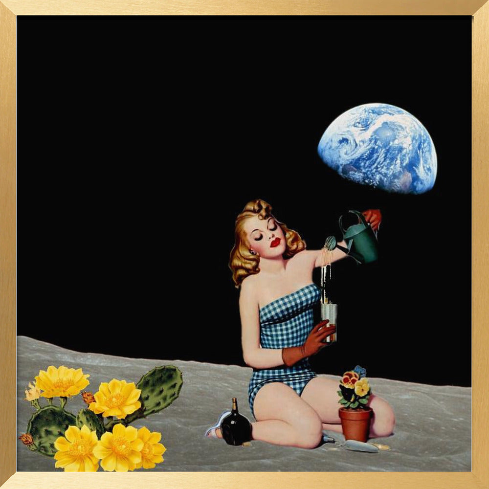 Let´s Plant the Moon - Surreal Collage Poster