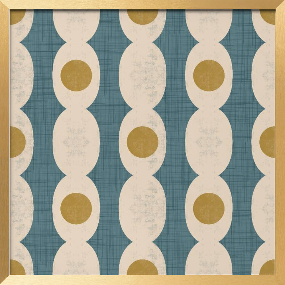 Retro Mod Geo Chain - Slate Blue - Mid Century Modern Poster