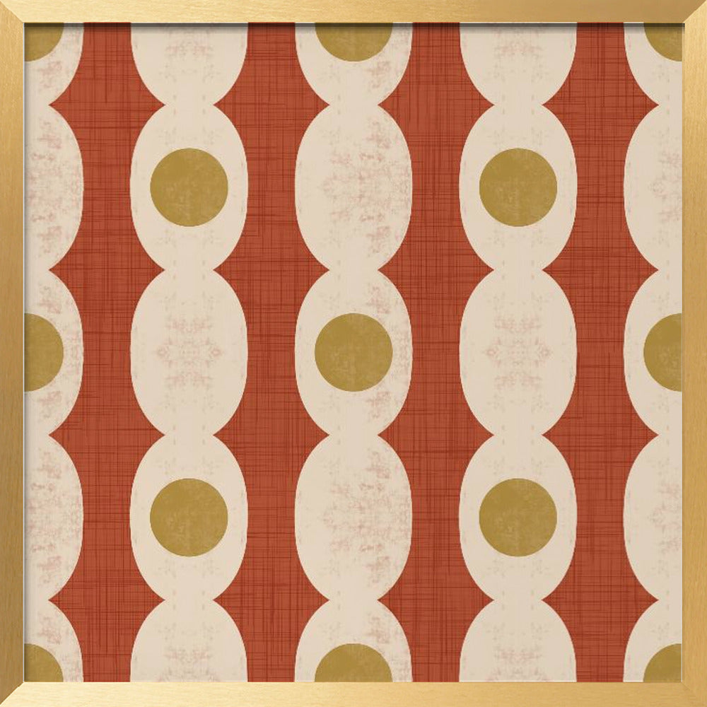 Retro Mod Geo Chain - Rust Red - Mid Century Modern Poster