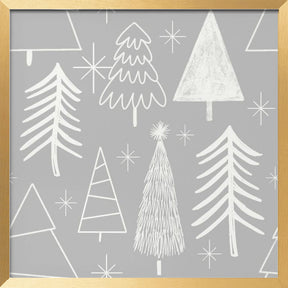 Christmas Tree Evergreen - Tree - Pine Tree Grey Poster