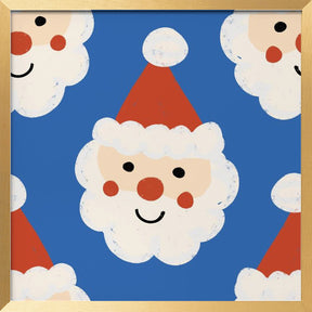 Santa Claus Retro Bold Blue Poster