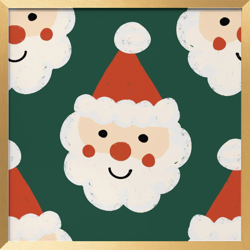 Santa Claus Retro Bold Green Poster