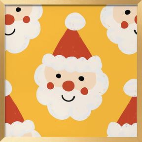 Santa Claus Retro Bold Yellow Poster