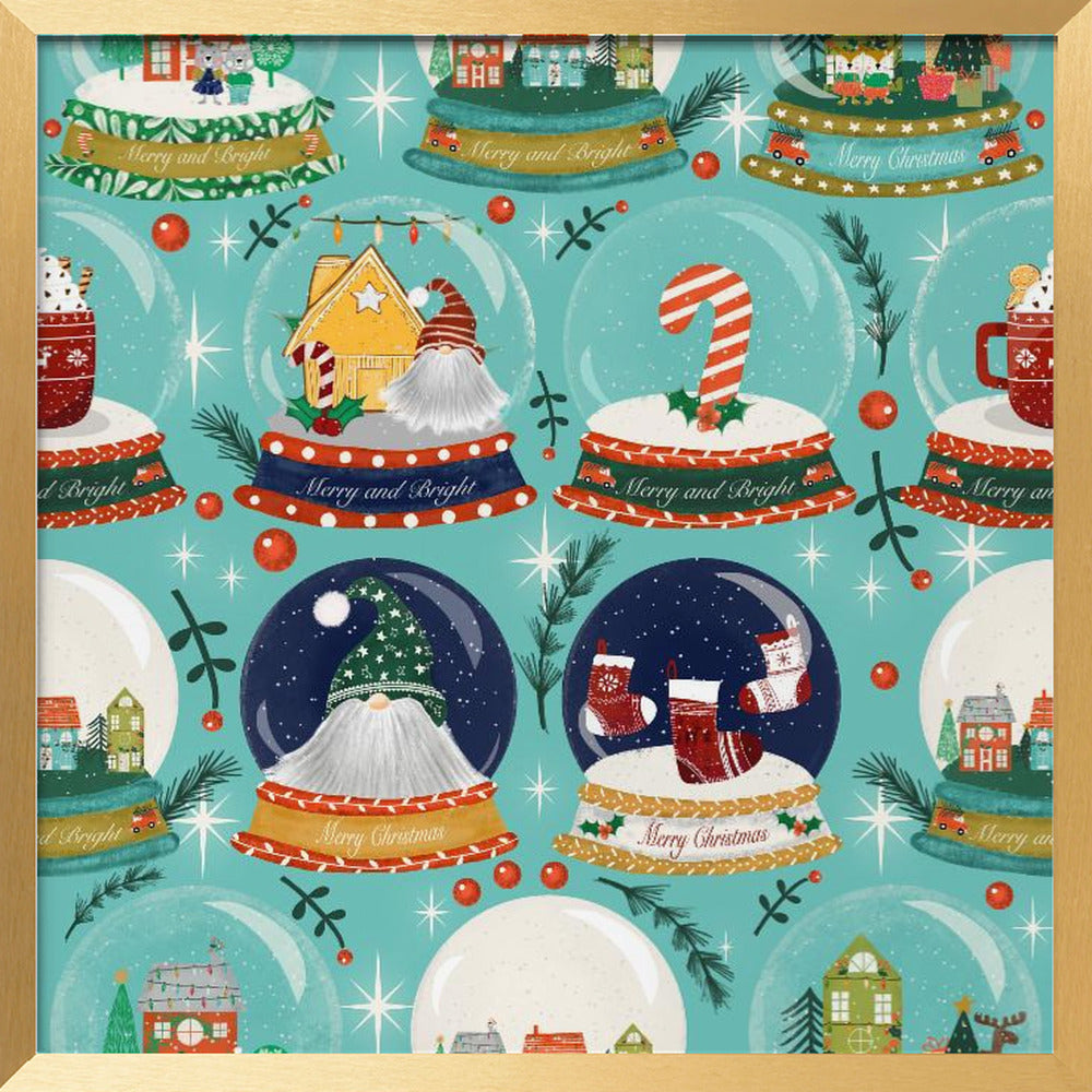 Christmas Snow Globe Baby Blue Poster