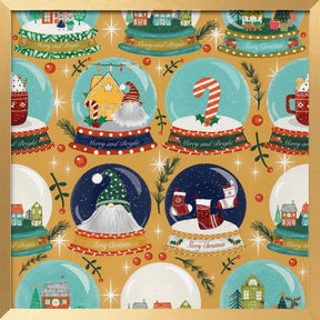 Christmas Snow Globe Yellow Poster