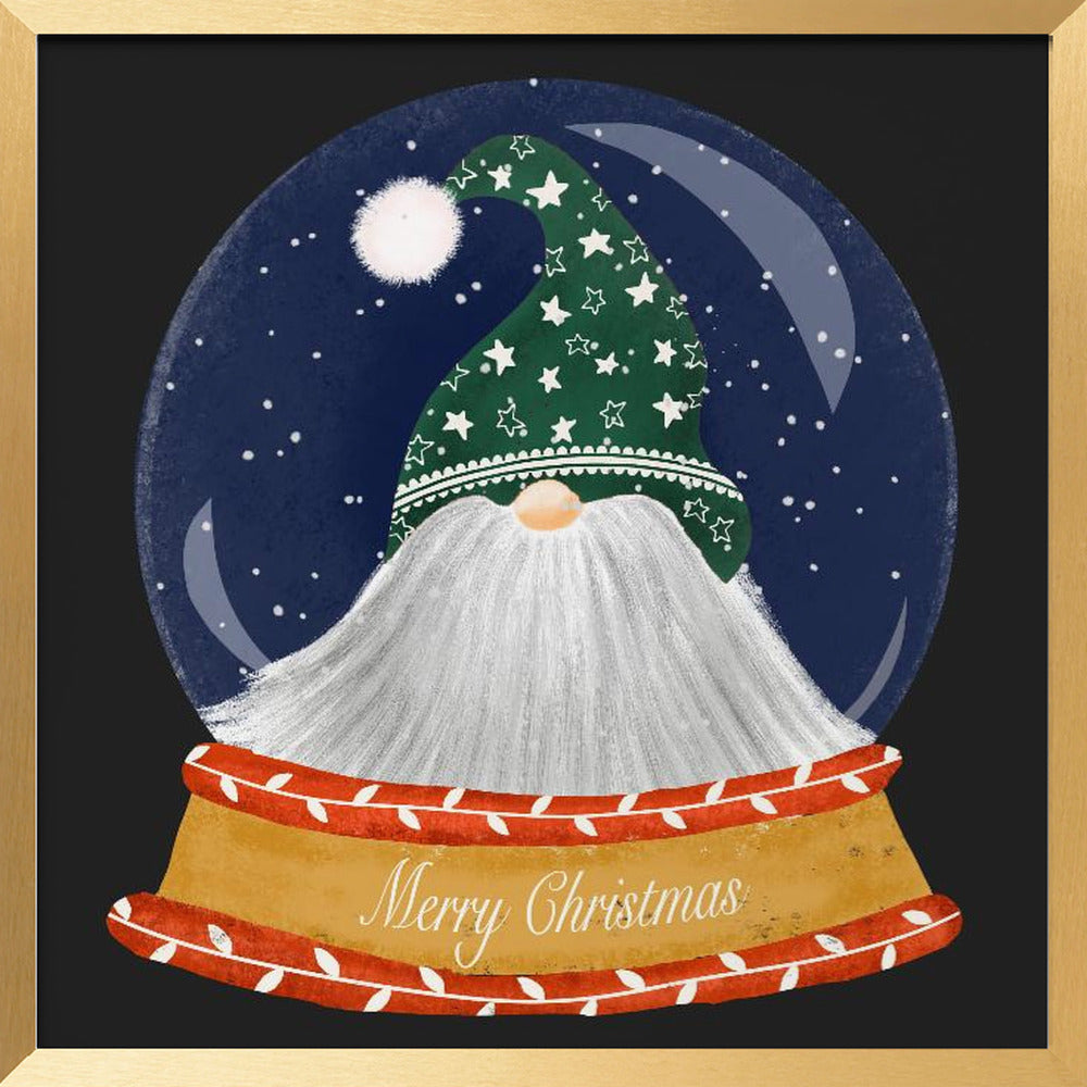 Christmas Santa Gnome Snow Globe - Merry Christmas Poster