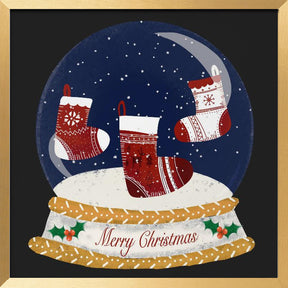 Christmas Stocking Snow Globe - Merry Christmas Poster