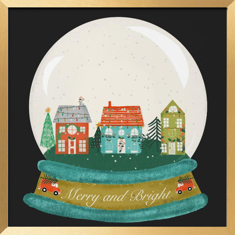 Christmas Village Snow Globe - Merry and Bright Poster