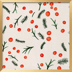 Holiday Branches &amp; Berries Beige Poster