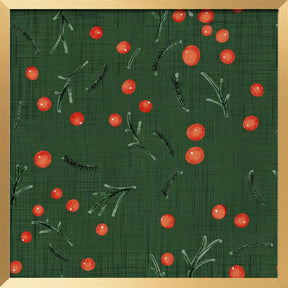 Holiday Branches &amp; Berries Green Poster