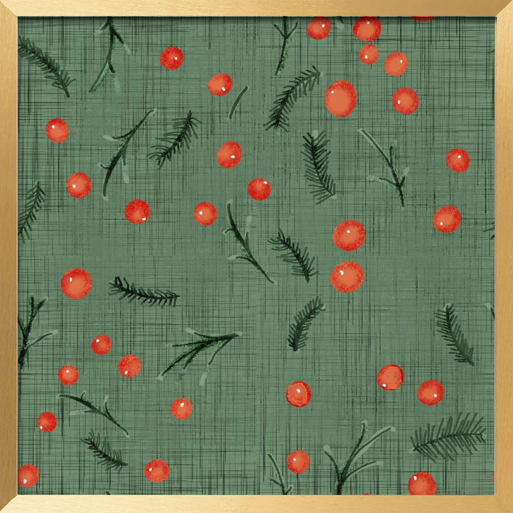 Holiday Branches &amp; Berries Sage Poster