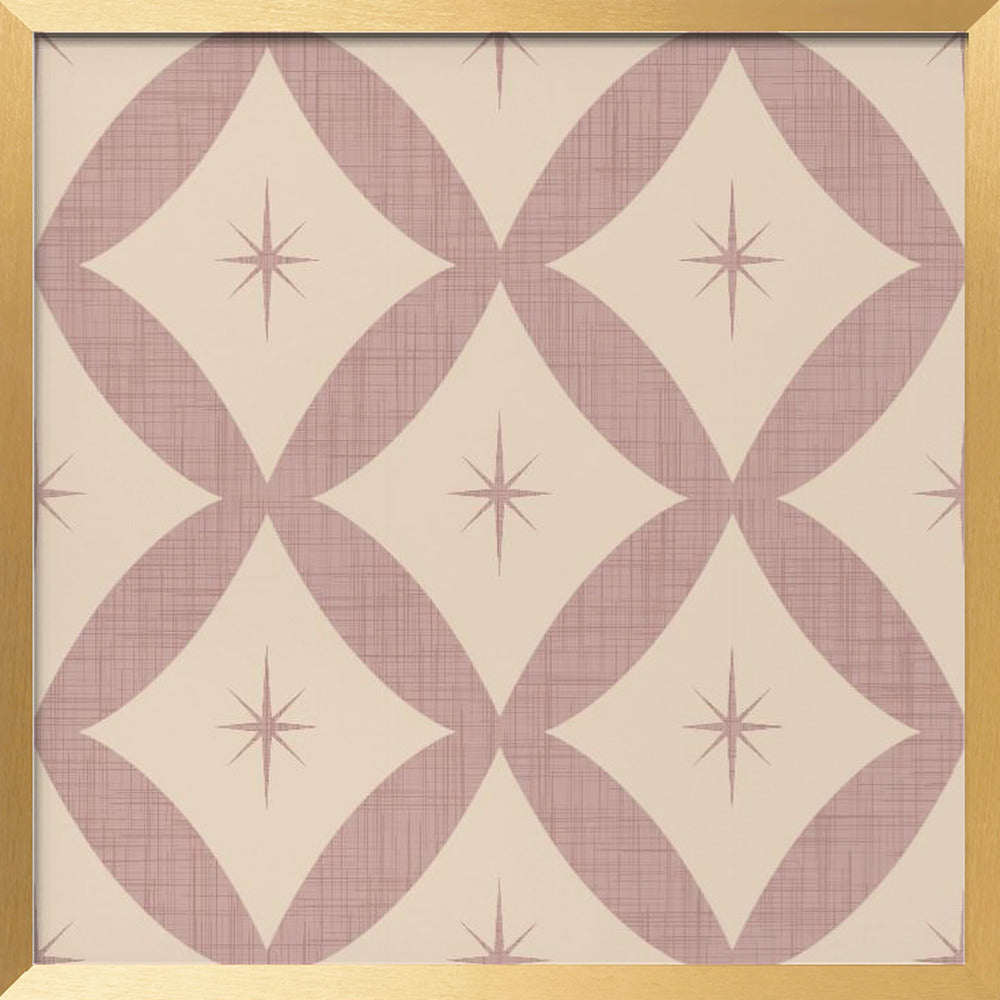 Atomic Star   Mid Century Starburst Mauve Poster