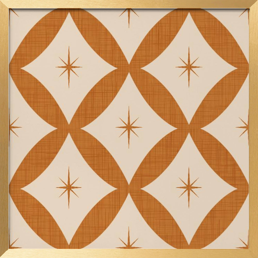 Atomic Star   Mid Century Starburst Mustard Brown Poster