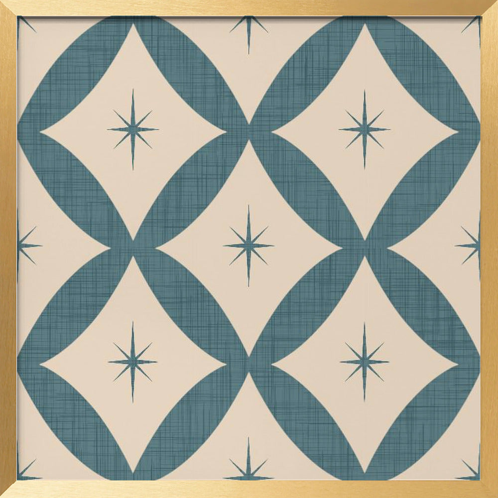 Atomic Star   Mid Century Starburst Slate Teal Poster