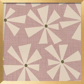 Geometric Floral Burst - Mid Century Flowers Mauve Poster