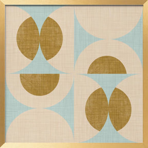 Retro Vintage Circle Fusion - Mid Century Orbs Baby Blue - 50s Geometric Poster