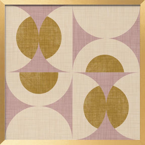 Retro Vintage Circle Fusion - Mid Century Orbs Mauve - 50s Geometric Poster