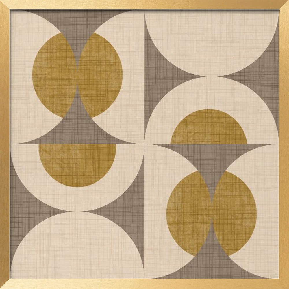 Retro Vintage Circle Fusion - Mid Century Orbs Taupe - 50s Geometric Poster