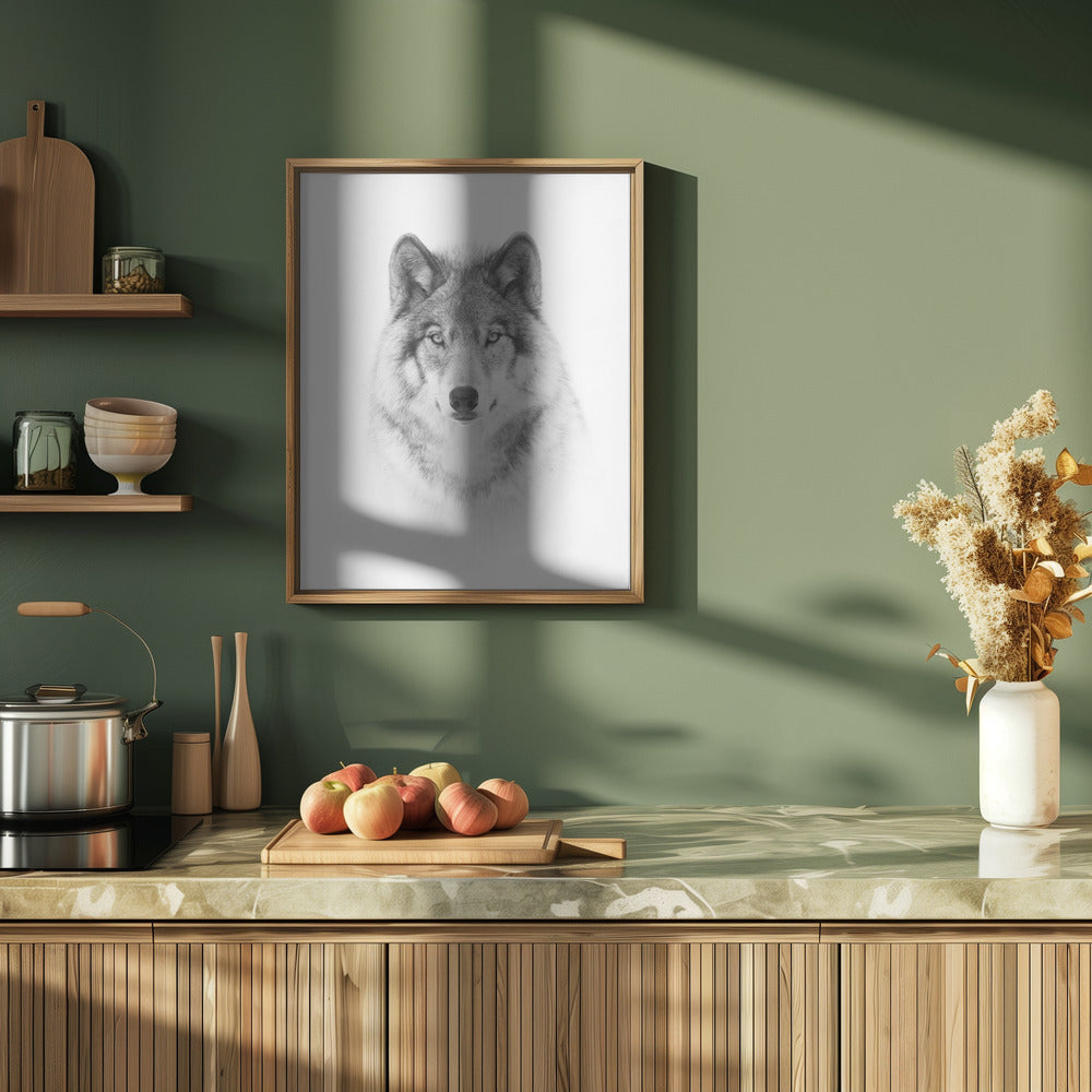 Portrait of a Timber Wolf Poster