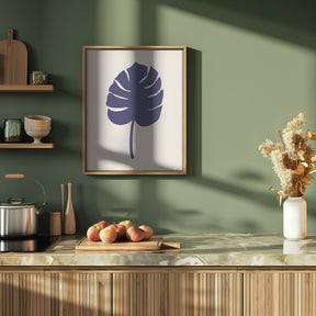 Monstera Leaf Dark Blue Poster