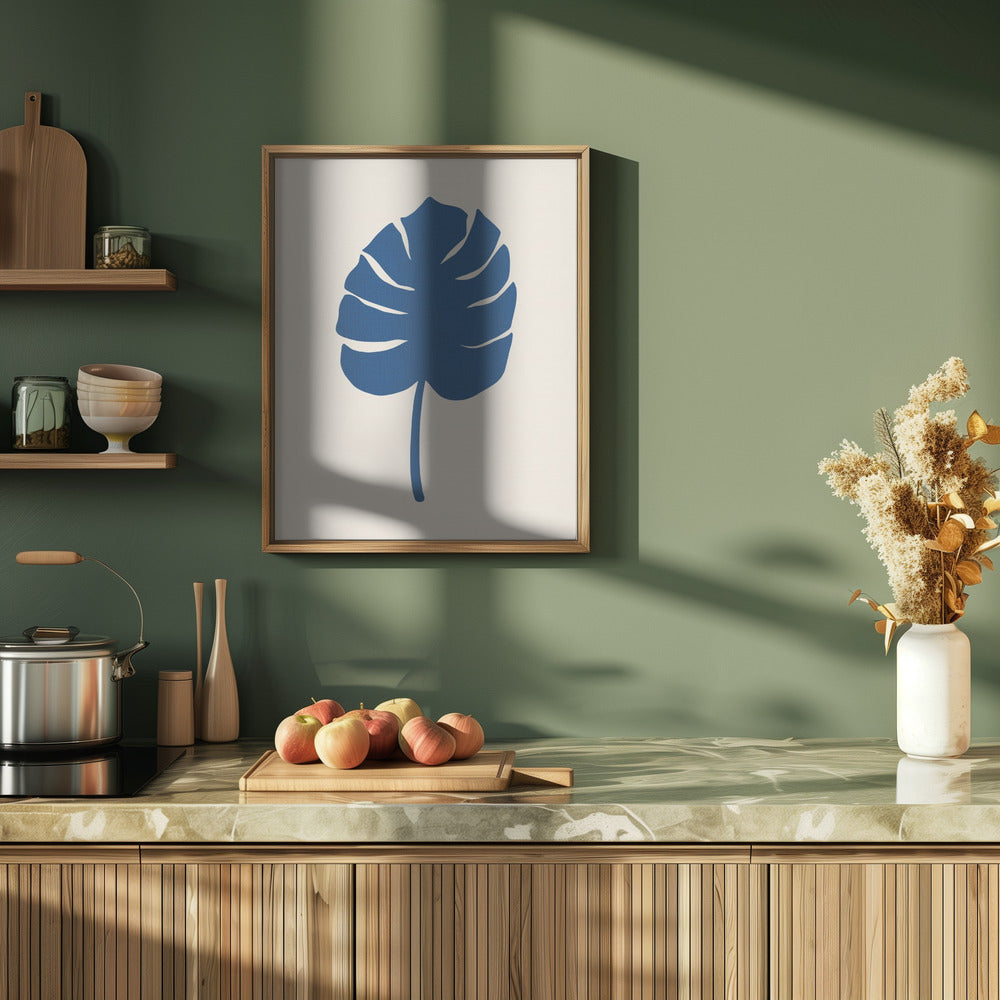 Monstera Canvas Blue Poster