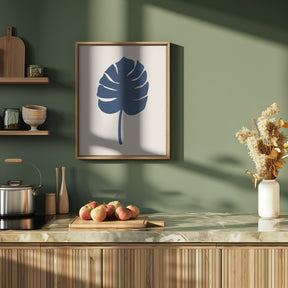 Monstera Marble Blue Poster