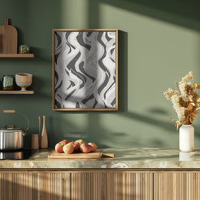 Beige Grey Black Waves Pattern Poster