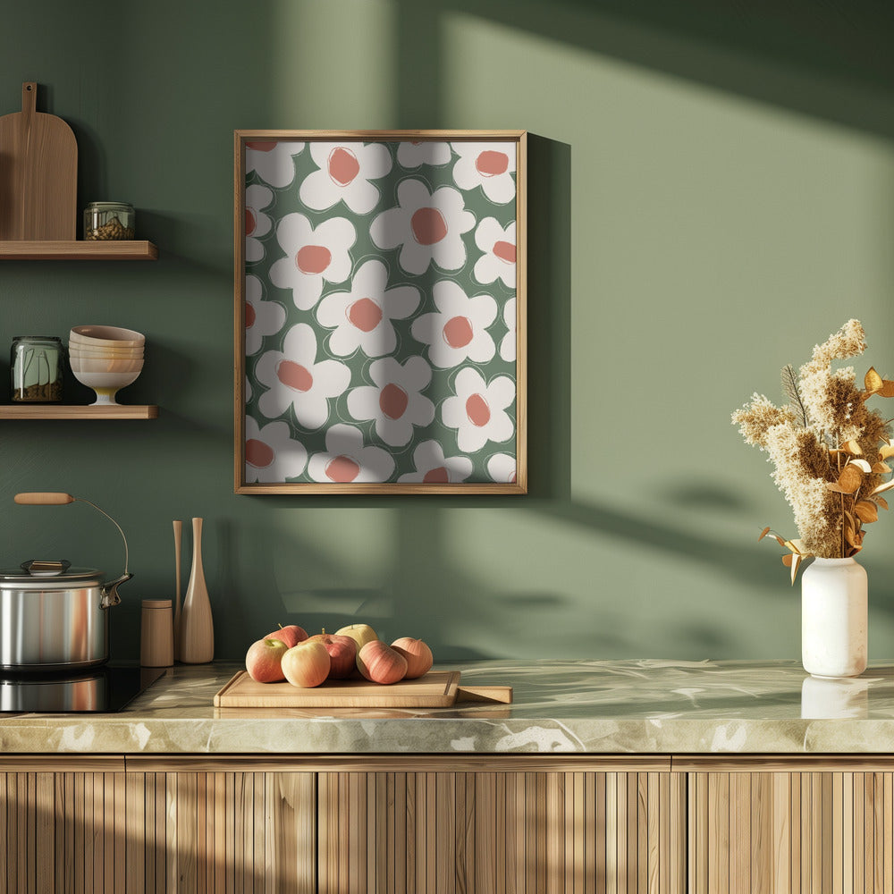 Cute Beige Flower Pattern Poster