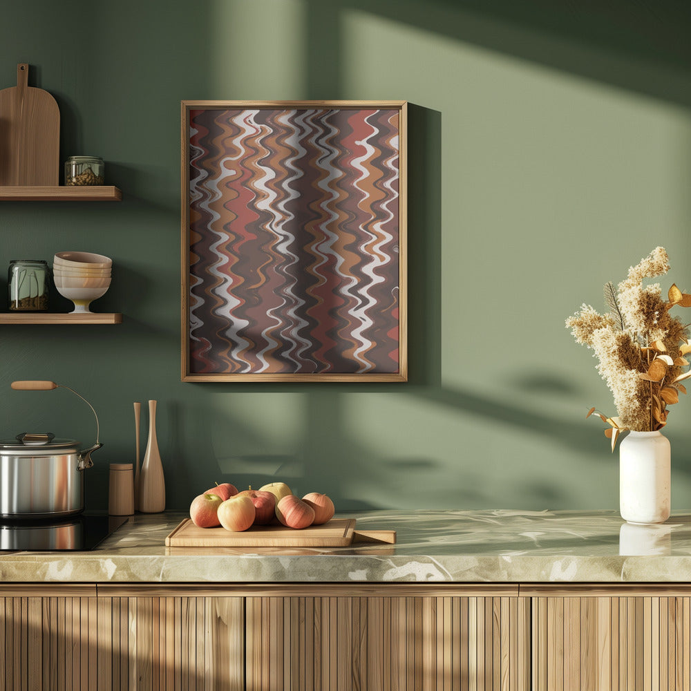 Red Earthy Waves Pattern Poster