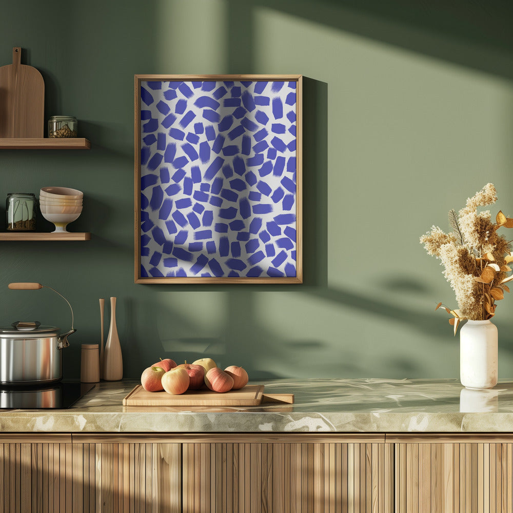 Blue Brush Strokes Pattern Poster