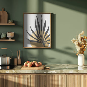 Tropical sun and palm leaf Poster