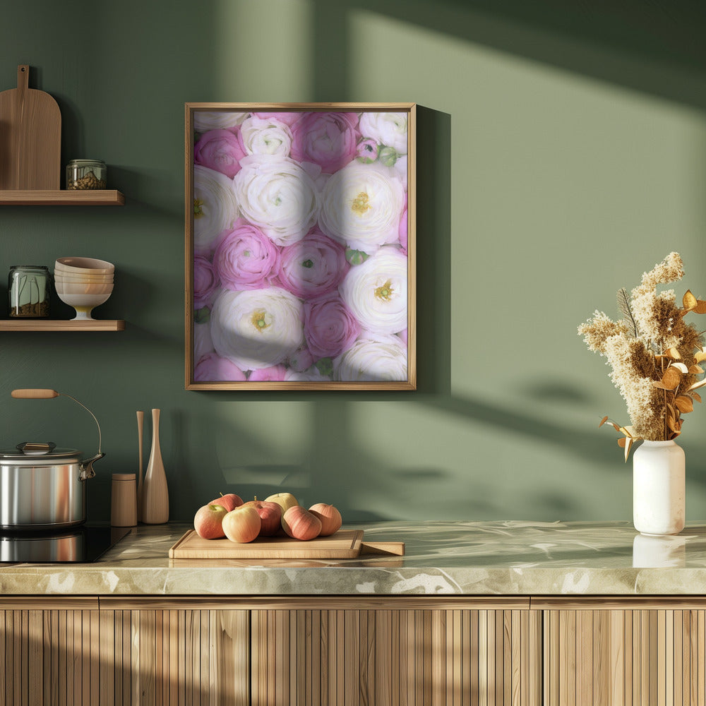 Scattered ranunculus in pink I Poster