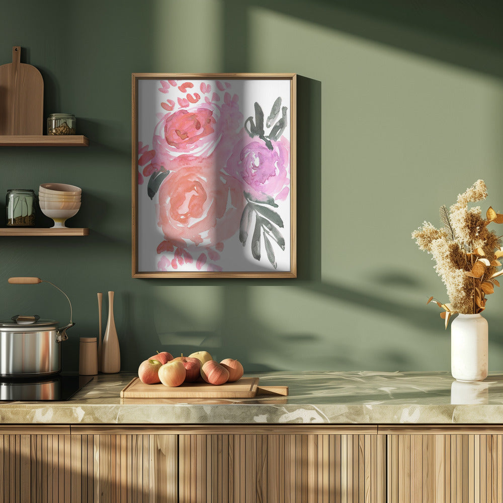 Maeko loose watercolor florals I Poster