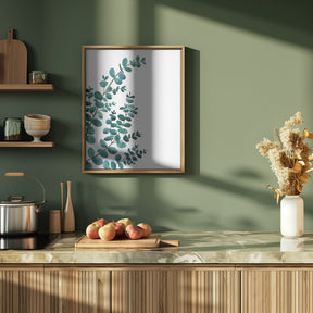 Teal watercolor eucalyptus II Poster