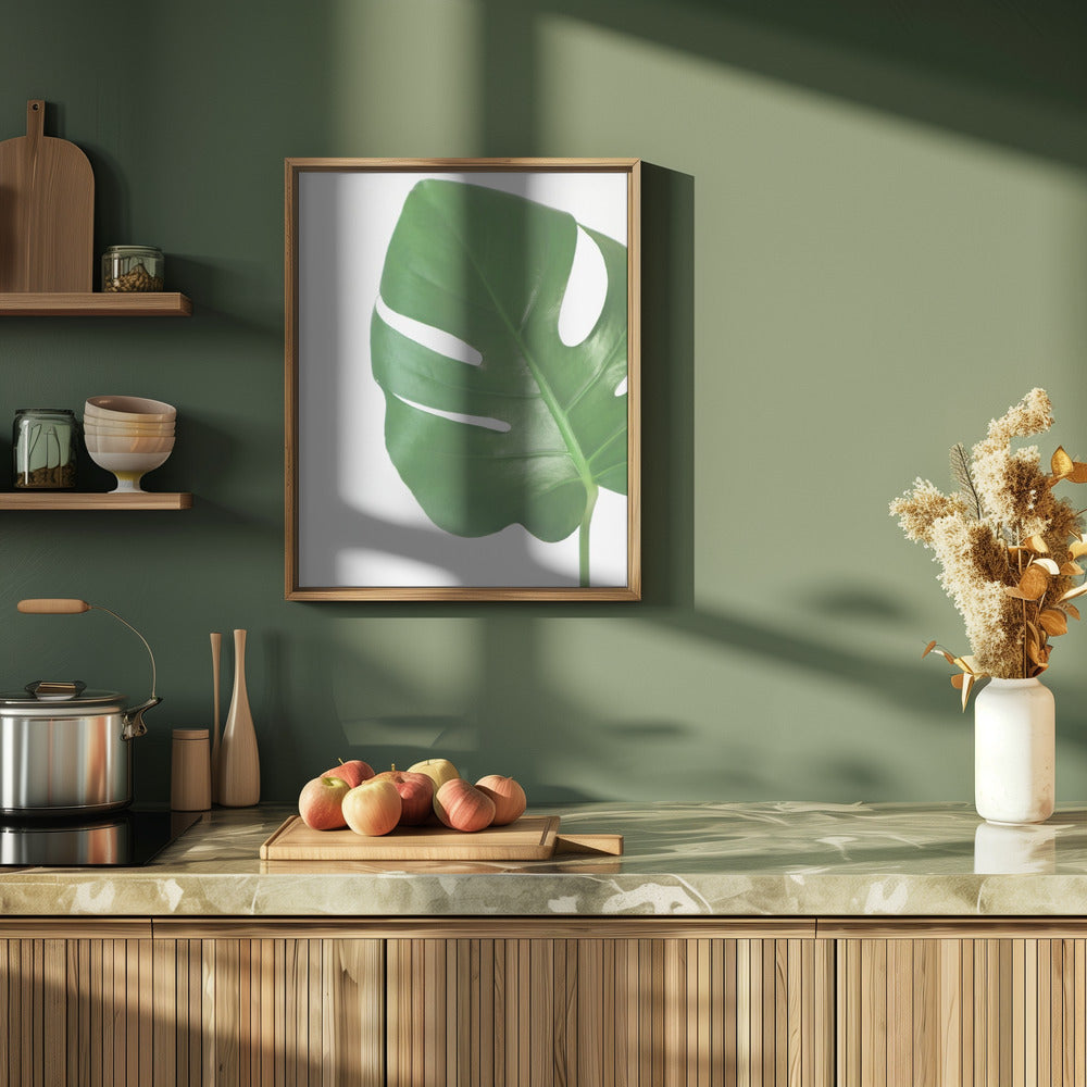 Bright green monstera leaf Poster