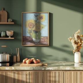 Vase With Three Sunflowers Poster