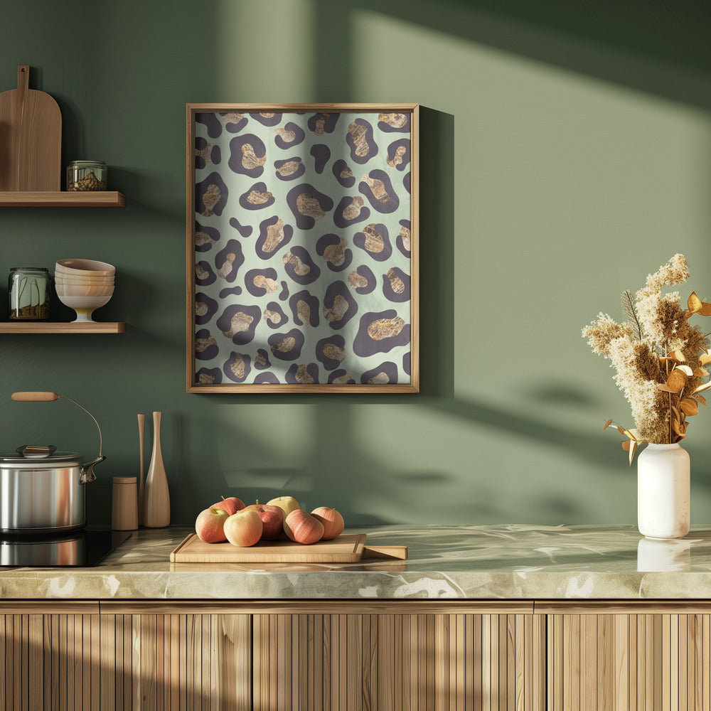 Gold leopard print green Poster