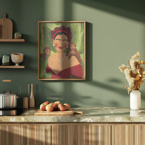 Frida and Monkeys Poster